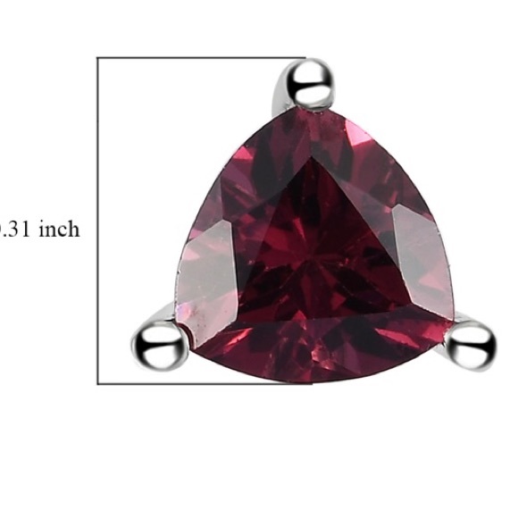 Natural Tanzanian Wine Garnet Stud Earrings in Platinum over Sterling Silver. - Picture 3 of 3